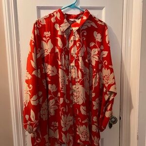 Easel and Orange and Cream Floral Top